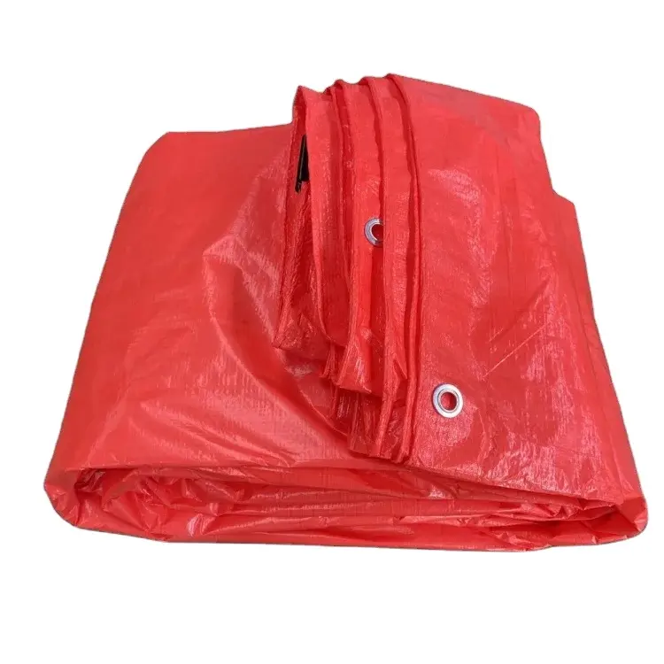 Factory price PE tarpaulin red polyethylene wear resistant waterproof Block sunlight UV resistance