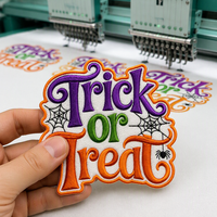Nouveauté : Écussons brodés thermocollants personnalisés de haute qualité pour sacs, chapeaux et vêtements – Motif « Trick or Treat »