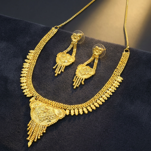ขายส่งสร้อยคอพร้อมต่างหูชุบทองไมโคร 14K 18K 24K สำหรับผู้หญิง แบบสั้น แฟชั่น เครื่องประดับแบบดั้งเดิม - Product Image 3
