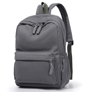 Sac à dos en velours côtelé noir, sac d'école côtelé, sac à dos souple de voyage, sac à dos décontracté pour ordinateur portable - Product Image 2