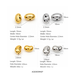 Perles d'espacement ACEWORKS |   Acier inoxydable plaqué or/argent 18K PVD, poli miroir, pour la fabrication de bijoux |   Imperméable - Product Image 4
