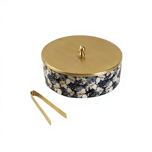 Attractive Design Wooden Black Color Chapati <b>Box</b> <b>With</b> Gold Metal <b>Lid</b> And Tong Kitchenware Roti Container At Low Prices - Product Image 1