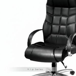 Fauteuil de direction contemporain avec cadre en acier inoxydable, revêtement en cuir synthétique, hauteur réglable, confortable, économique, commercial - Product Image 1