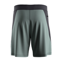 Shorts de surf pour hommes avec compartiment zippé sur un côté, vert sauge, ceinture en maille anthracite, fermeture à cordon, anti-UV