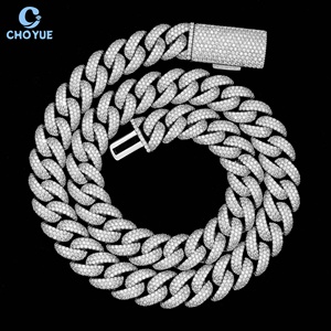 <b>Iced</b> <b>Out</b> Moissanite Cuban Link <b>Chain</b> 925 Sterling Silver Hip Hop Style Trend Jewelry Unisex Fashion Necklace Wholesa - Product Image 1