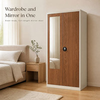 Armoires en acier avec miroir, armoire métallique à 2 portes, armoire moderne blanche pour chambre à coucher, meuble de rangement pour vêtements, Almirah