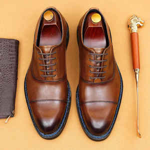 Zapatos Oxford de Cuero con Punta en Pico para Hombre - Empeine de Tres Piezas en Cuero Genuino 2025, Construcción Noruega de Primera Calidad para Negocios Formales - Product Image 3