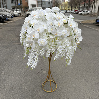 Centre de table de mariage IFG en soie artificielle blanche 60 cm, fait main, avec hortensias, roses mélangées, pampas et orchidées, pour Noël et remise de diplôme