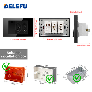 델레푸 블랙 글래스 패널 브라질 표준 스마트 스위치 CAT6 네트워크 소켓 USB 타입-C 벽면 콘센트 가정용 충전 패널 20A - Product Image 4
