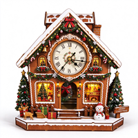 Jam Dinding Cottage Natal Modern DIY Model Kit Puzzle Kayu 3D Rumah Kue Jahe Detail Cetak Dekorasi Rumah yang Dipasang di Dinding