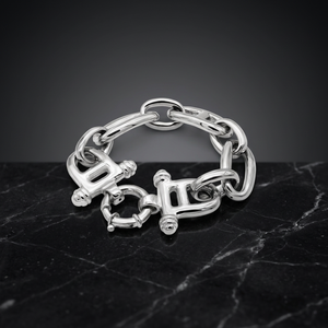 925 Silver Minimalist Vault Shackle Link <b>Chain</b> Bangle - Product Image 2