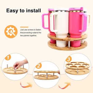 Support de tasses rotatif 30-40 oz, organisateur de gobelets en bois, support pour bouteilles d'eau pour rangement dans les armoires de cuisine - Product Image 5