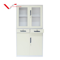 Armoire de bureau en acier avec porte en verre, dimensions 4 portes, armoire de rangement en métal, armoire à dossiers en acier avec tiroir