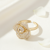Cincin New Bohemia Chunky Glossy Flowers Artwork Bergaya Hiperbola Minimalis Fashion Sehari-hari Manis Desainer Perhiasan Kustom