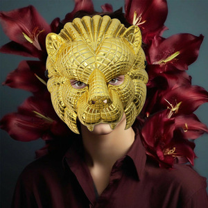 <span class=keywords><strong>Masque</strong></span> de fête d'Halloween pour adultes, tigre doré, animal, écologique, tendance, en plastique - Product Image 4