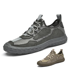 Zapatos de Hombre Hechos a Mano, de Cuero Genuino, con Cordones de Malla, Transpirables, con Suela de Goma, para Todas las Estaciones, para Montañismo, Viajes y Deportes al Aire Libre - Product Image 1