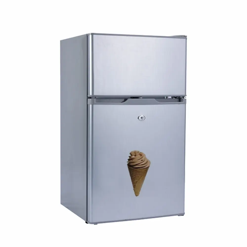 White Upright refrigerator with Lock and Key Apartment Small Size Fridge Refrigerator with Solar Panel