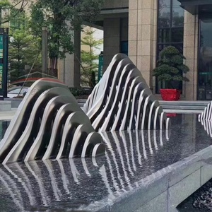 Escultura Abstracta Personalizada de Acero Inoxidable con Forma de Montaña, Rebanadas Tubulares Huecas, Adorno de Roca Artificial para Jardín Exterior con Agua - Product Image 3