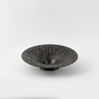 Corbeille à fruits vintage en fer vieilli, noir, sur piédestal, assiette décorative en métal, style Wabi Sabi, pour la décoration de table et de la maison, mariage, lot de 2