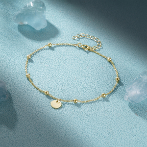 CANNER Minimalist 18K Gold Plated Round Small Disc Beads Chain <b>Bracelet</b> <b>925</b> <b>Sterling</b> <b>Silver</b> Simple Charm <b>Bracelets</b> for Women - Product Image 2
