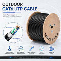 Cable CAT6 de 1 Gbps y 250 MHz para Exteriores, con Cubierta de PVC Negra, Cable Ethernet LAN con Conductor CCA y Separador Cruzado para Router y Switch de Red
