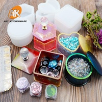 Moule en résine époxy en silicone en forme de coeur AK pour boîtes à bijoux boîte de rangement hexagonale moule carré moules époxy bricolage outils d'artisanat en résine
