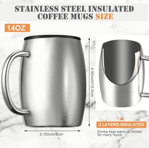 Custom logo 14oz Cold Drinks <b>Coffee</b> Cups With Spill Resistant Lid Strong Handle Stainless Steel Insulated Travel <b>Coffee</b> Mugs - Product Image 2