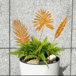 Panneau de fleurs artificielles en acier à bordure découpée, motif papillon, aspect rouillé, avec vis décoratives, pour terrasse, vente en gros - Product Image 2