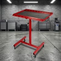 Banc de travail mobile en métal à hauteur réglable avec plateaux porte-pièces, poignée de levage amovible et roulettes pivotantes à 4 roues pour tôlerie
