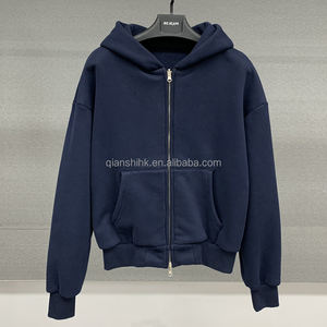 100% coton 600gsm bouffée impression Streetwear fermeture éclair complète à capuche fabricants pull surdimensionné sweats à capuche zippés lourds - Product Image 3