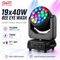 Projecteur professionnel à tête mobile 19x40W RGBW Bee Eyes Wash Light 17-46 °   Contrôle du zoom Pixel 540 °   Pan 240 °   Système DMX512 inclinable pour discothèque