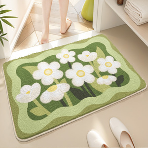 Damai Floral Imitation Cashmere Bath <b>Mat</b> 1212x4 Plush Non <b>Slip</b> For Bathroom - Product Image 2
