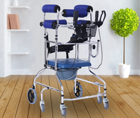 Déambulateur de rééducation pliable à prix réduit, réglable en hauteur, avec cadre en acier au carbone, 6 ou 8 roues, pour adultes handicapés