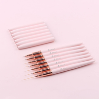 Ensemble de 7 pinceaux professionnels pour nail art à pointe ultra fine non-casseable, manche en aluminium rose doré, pour détails, peinture et UV Gel