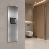 Dispensador de Toallas de Papel 3 en 1 Empotrado Moderno de Acero Inoxidable con Secador de Manos y Contenedor de Residuos para Baños de Hospital, 3 Años de Garantía