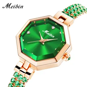 女式手表新款珠宝手链八角形手表女式珠宝扣轻奢华玫瑰金女式手表