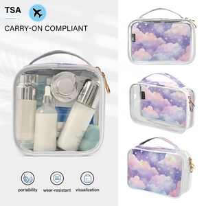 Lot de 2 trousses de maquillage transparentes en PVC personnalisées, format carré, pour voyage, accessoires de toilette, bagage cabine - Product Image 5