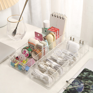 Transparent Acrylic Cable Organizer Box 8 Compartment For Data Cables Charging Heads Office Desk Storage Minimalist Design - Product Image 2