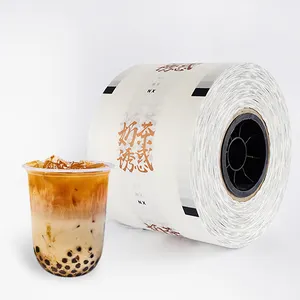 Custom Logo Printed Paper Cup Sealer Film Pp Cup sealing roll film for bubble tea boba tea cup