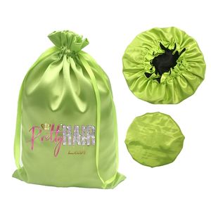 Sacs cadeaux en satin à cordon de serrage en soie pour le stockage de perruques, vente en gros, avec logo - Product Image 2