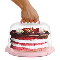 Boîte plastique ronde de qualité alimentaire, support de stockage pour la conservation des gâteaux, boîte à support avec poignée Portable