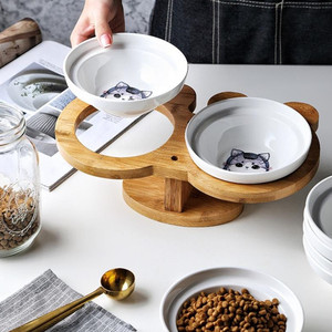 Soporte para Comida de Mascotas de Bambú Ecológico Ajustable en Altura, Combinable con Todo Tipo de Platos para Gatos, Sirve como Mesa de Comedor para Mascotas - Product Image 5