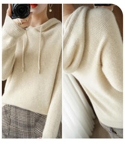 Wholesale Cheap Girls Knit Hoodie Sweater Pull Femme 2021 <strong>Women's</strong> Plus Size Loose Hooded Sweater Hoodies - Product Image 2