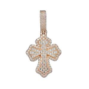Colgante de Cruz de Lujo Chapado en Oro Rosa de 18k con Diamantes de Moissanita Baguette de 12 Quilates, Joyería Cristiana Hip Hop - Product Image 5