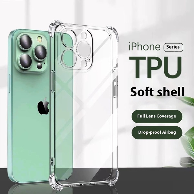 Transparent Soft Clear 1.5mm TPU Shockproof Case for iPhone 7 8 XS XR 11 12 13 14 15 16 17 Pro Max Mobile Phone Cases