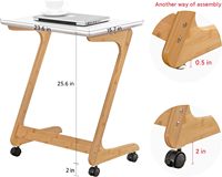 Table d'appoint canapé en bambou avec roulettes canapé TV ordinateur portable bureau Snack plateau pour salon chambre petits espaces