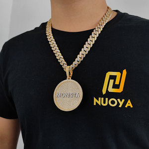 Hip Hop Iced Custom <b>Letters</b> Pendant Necklace Trendy Gold Ice Chain Paved Cubic Zircon Stone Mainly Made <b>Brass</b> for Men Women - Product Image 3
