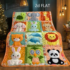 Couverture en flanelle à motifs d'animaux mignons, couverture de sieste réversible, confortable et chaude pour les voyages, le camping, impression personnalisée OEM ODM - Product Image 3