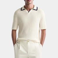 Tissu côtelé pour chemise homme, personnalisé OEM/ODM, 61% coton, 39% polyester, manches courtes, anti-boulochage, uni, contrasté
