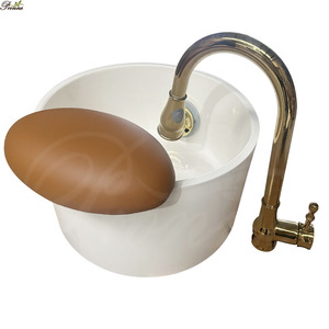 Vasca <span class=keywords><strong>in</strong></span> Ceramica per Pedicure da Salone di Bellezza, Lavabo Bianco con Getto e Luce LED per Massaggio ai Piedi - Product Image 3